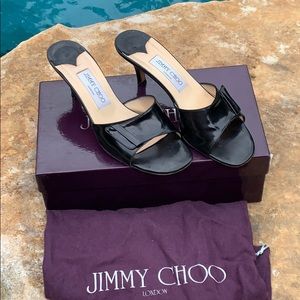 Jimmy Choo London  heels slides sandal black calf